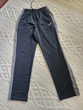 S Puma Black Track Pants with Gray Side Panels